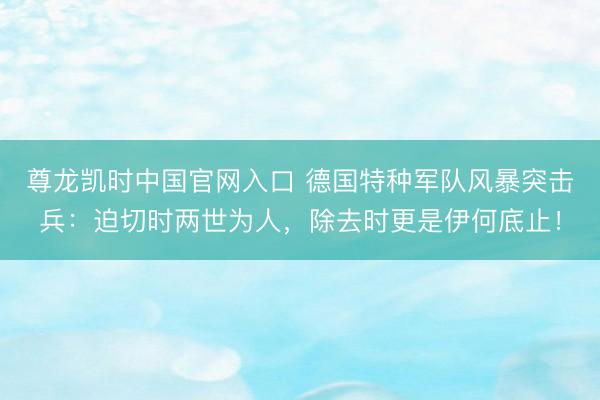 尊龙凯时中国官网入口 德国特种军队风暴突击兵：迫切时两世为人，除去时更是伊何底止！