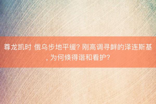 尊龙凯时 俄乌步地平缓? 刚高调寻衅的泽连斯基， 为何倏得谐和看护?