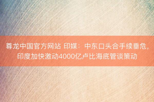 尊龙中国官方网站 印媒：中东口头合手续垂危，印度加快激动4000亿卢比海底管谈策动