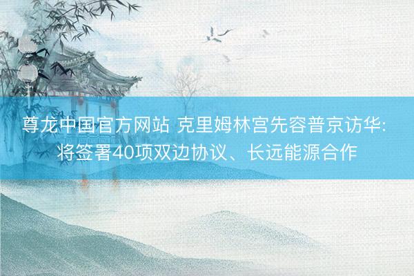 尊龙中国官方网站 克里姆林宫先容普京访华: 将签署40项双边协议、长远能源合作