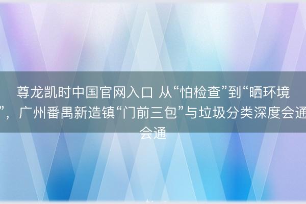 尊龙凯时中国官网入口 从“怕检查”到“晒环境”，广州番禺新造镇“门前三包”与垃圾分类深度会通