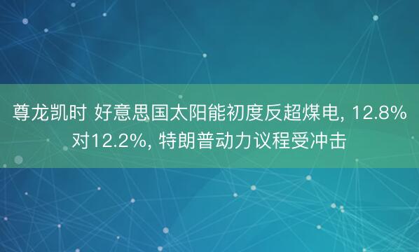 尊龙凯时 好意思国太阳能初度反超煤电， 12.8%对12.2%， 特朗普动力议程受冲击