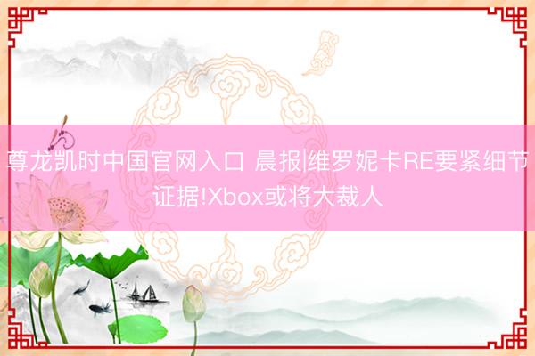 尊龙凯时中国官网入口 晨报|维罗妮卡RE要紧细节证据!Xbox或将大裁人
