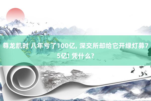 尊龙凯时 八年亏了100亿， 深交所却给它开绿灯募75亿! 凭什么?